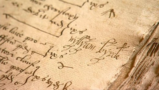 Firma de William Byrd conservada en los libros del registro de la catedral de Lincoln, custodiados en la Wren Library [extrada del documental Playing Elizabeth Tune, BBC & Gimell. Oxford, 2004]